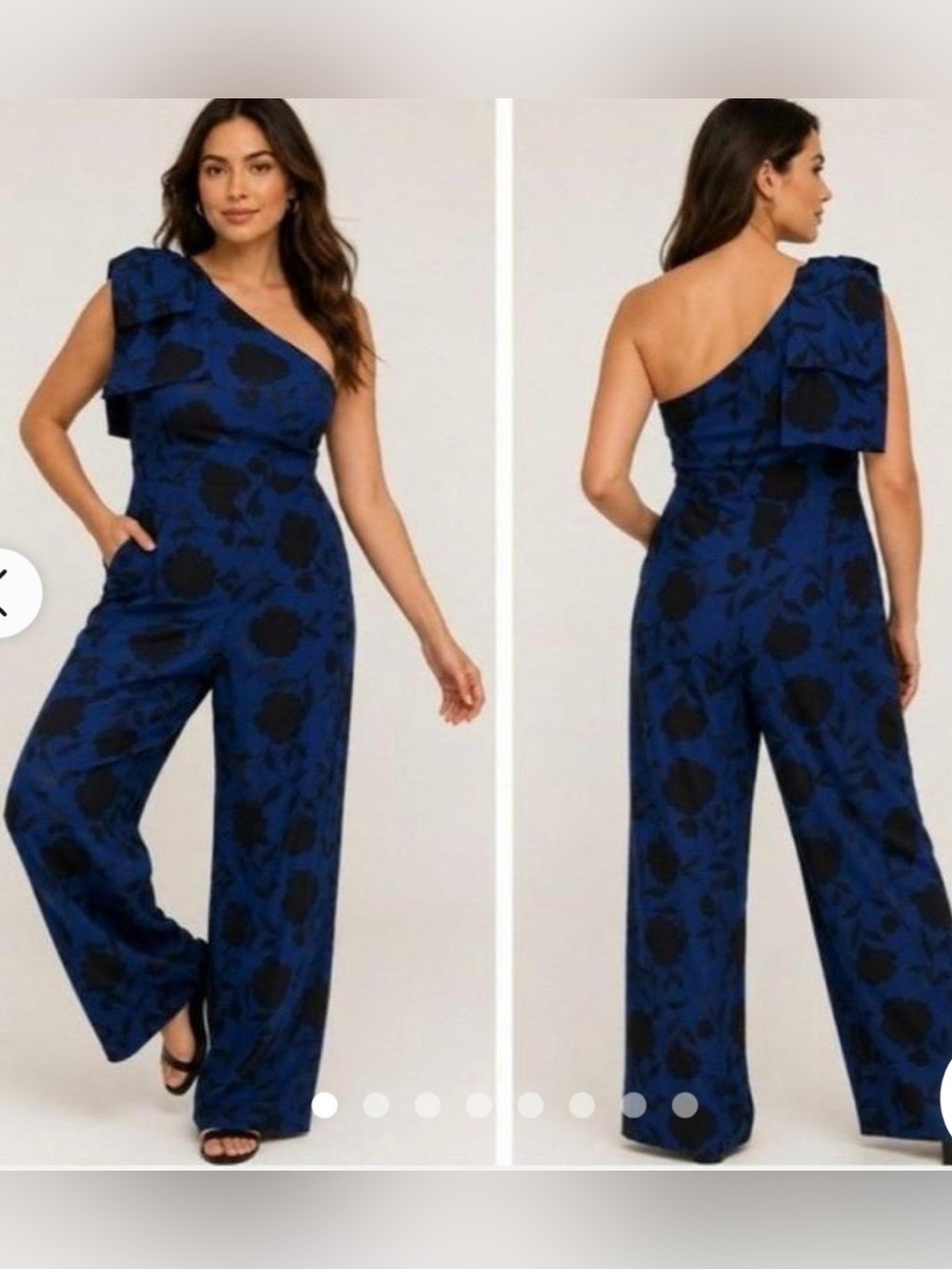 Kate Spade One-Shoulder bow Blue Floral Wide-Leg Jumpsuit coastal cottagecore - Picture 5 of 17